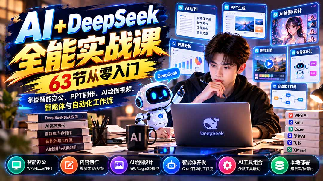 (21141期)AI+DeepSeek全能实战课:63节从零入门,掌握智能办公、PPT制作、AI绘图视频、智能体与自动化工作流 20261024090052-6adc73c440c20.jpg