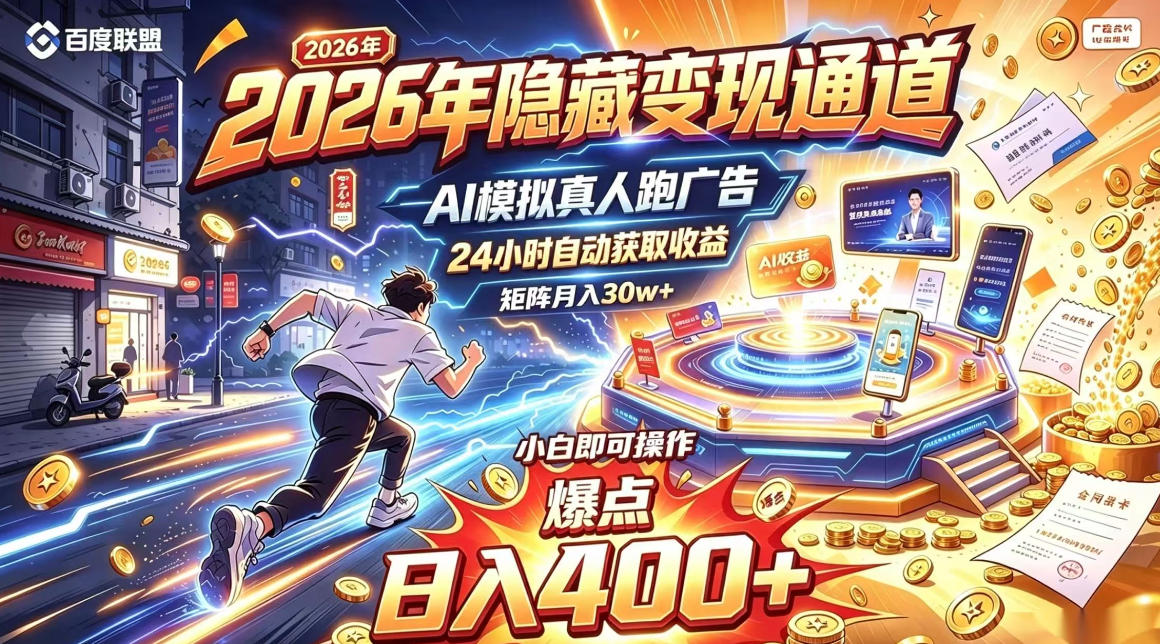 2026年别死磕自媒体，隐藏变现通道，AI模拟真人自动跑广告，小白即可操作，日入400+，矩阵月入可达到30w+【揭秘】-新发现资源网