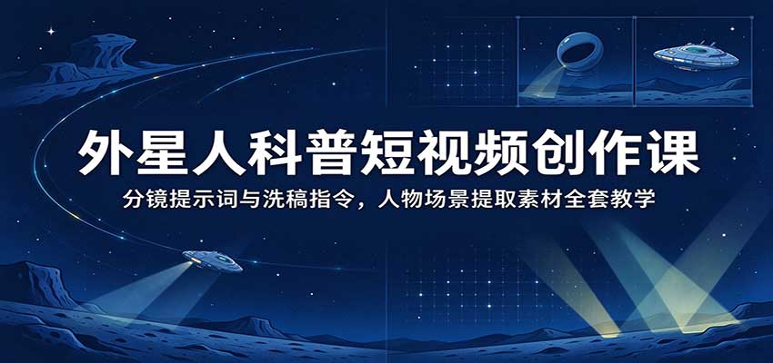 外星人科普短视频创作课：分镜提示词与洗稿指令，人物场景提取素材全套教学-新发现资源网