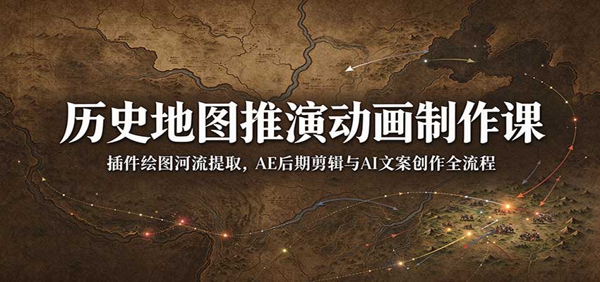 历史地图推演动画制作课:插件绘图河流提取,AE后期剪辑与AI文案创作全流程 20261025170049-6ade35c10d7f6.jpg