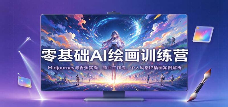 零基础AI绘画训练营：Midjourney与香蕉实操，商业工作流，个人风格IP插画案例解析-百科网_分享创业项目_网上赚钱方法