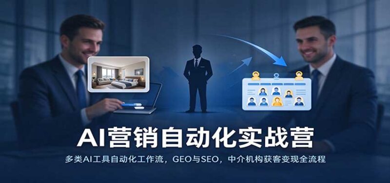 AI营销自动化实战营:多类AI工具自动化工作流,GEO与SEO,中介机构获客变现全流程-百科网_分享创业项目_网上赚钱方法