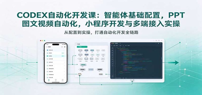 CODEX自动化开发课:智能体基础配置,PPT图文视频自动化,小程序开发与多端接入实操-百科网_分享创业项目_网上赚钱方法