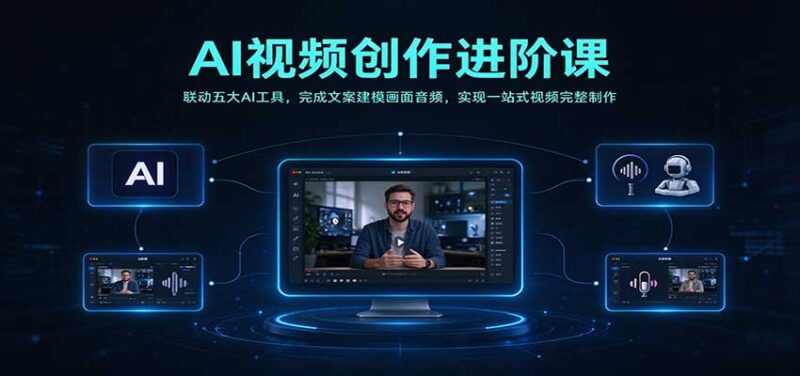 AI视频创作进阶课：联动五大AI工具，完成文案建模画面音频，实现一站式视频完整制作-百科网_分享创业项目_网上赚钱方法