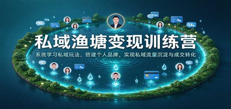 私域渔塘变现训练营:系统学习私域玩法,搭建个人品牌,实现私域流量沉淀与成交转化-百科网_分享创业项目_网上赚钱方法