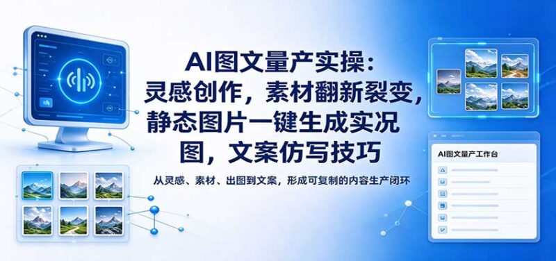 AI图文量产实操：灵感创作，素材翻新裂变，静态图片一键生成实况图，文案仿写技巧-百科网_分享创业项目_网上赚钱方法