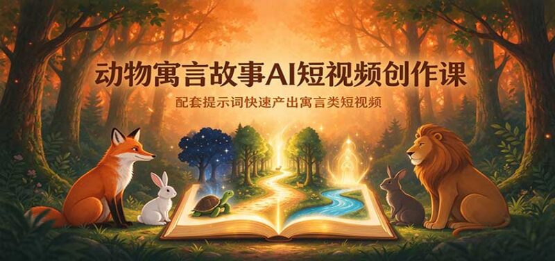 动物寓言故事AI短视频创作课：配套提示词快速产出寓言类短视频-百科网_分享创业项目_网上赚钱方法